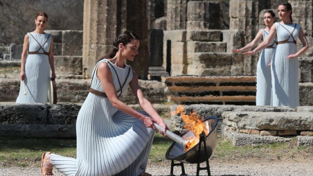Tokyo 2020 torch lit behind closed doors in ancient Olympia | The ...
