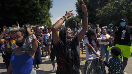 A Juneteenth celebration in Los Angeles in 2020. Photograph: Jae C Hong/AP