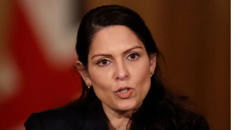 Britain's Home Secretary Priti Patel speaks during a news conference about the ongoing situation with the coronavirus disease (Covid-19) pandemic, inside 10 Downing Street, in London, Britain January 21, 2021. Photo :Reuters 