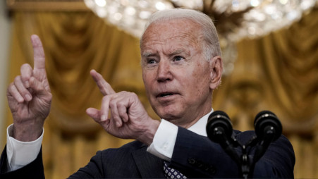 US President Joe Biden delivers remarks on evacuation efforts and the ongoing situation in Afghanistan during a speech in the East Room at the White House in Washington, US, August 20, 2021. Photo :Reuters