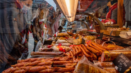 This year, more Romanian families will just snag some sausages on their way home from work rather than splurging on a whole pig. 
Photographer: Andrei Pungovschi/Bloomberg
