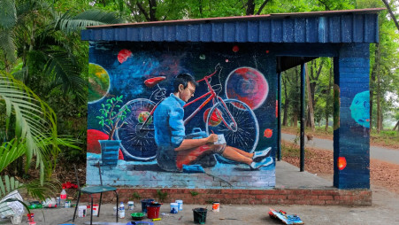 Numerous graffiti or murals on the Jahangirnagar University are appreciated inside and outside the campus. Photo: Jannatul Tazri Trisha