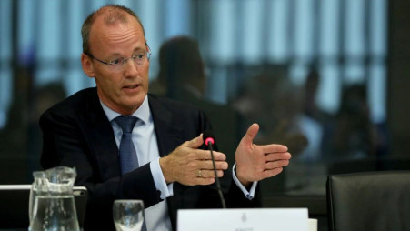 ECB board member Klaas Knot appears at a Dutch parliamentary hearing in The Hague, Netherlands September 23, 2019 REUTERS/Eva Plevier/File Photo