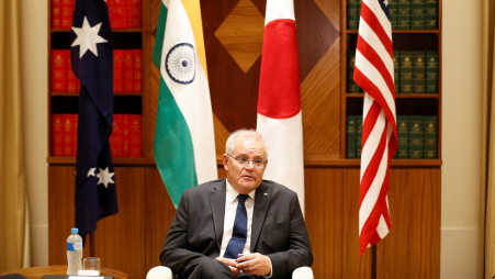 Australian Prime Minister Scott Morrison speaks to the media at Melbourne Commonwealth Parliament Office, in Melbourne, Australia February 11, 2022. Photo :Reuters