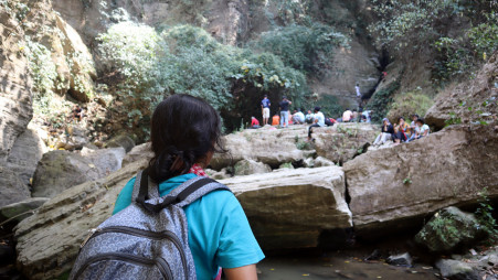 Most hikers returns back after visiting the waterfall. But the waterfall doesn&#039;t flow strongly in the winter. Photo: Masum Billah