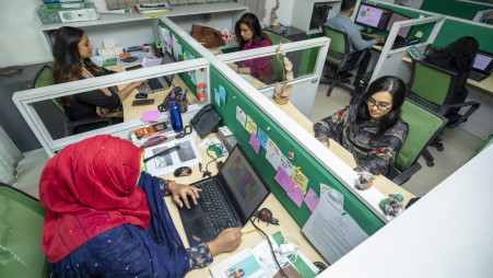 At present, around 42% of Dnet’s staff are women. From fresh graduates to experienced specialists, women hold different positions across entry-level to mid-management at the organisation with more positions opening up at the senior management level. Photo: Noor A Alam 