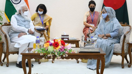 File photo of Bangladesh Prime Minister Sheikh Hasina and her Indian counterpart Narendra Modi. 