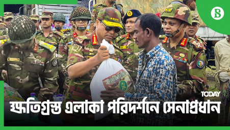 Army chief distributes relief in flood-hit Sylhet