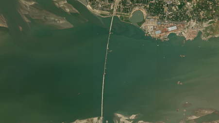 Padma Bridge from satellite. Photo: Screengrab 