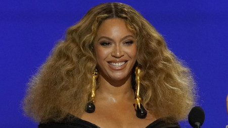 Beyonce appears at the 63rd annual Grammy Awards in Los Angeles on March 14, 2021. Beyoncé is nominated for nine Grammy Awards, including record and song of the year for “Break My Soul” along with album of the year with “Renaissance." (AP Photo/Chris Pizzello, File)
