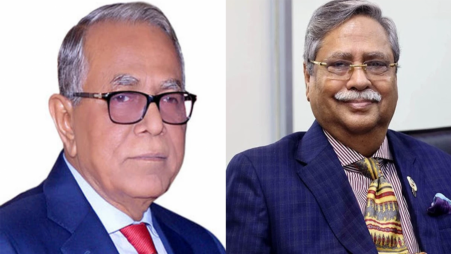 President Hamid greets his successor President-elect Md Shahabuddin