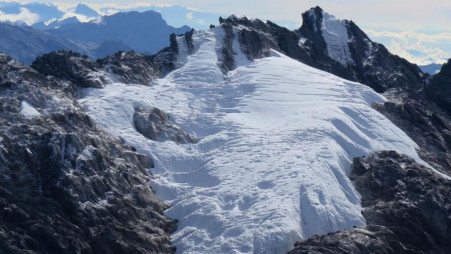 This glacier, on Indonesia's highest peak, is on very thin ice, if you'll excuse the pun. Photo: TIM JARVIS/25ZERO.COM
