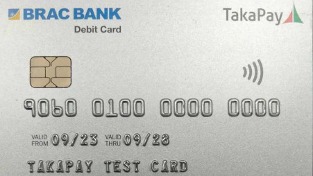 A Taka Pay test card of Brac Bank. Photo: Sakhawat Prince/ TBS