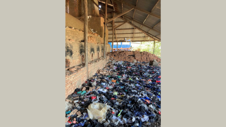 Waste from international clothing brands is stored before being used to fuel kilns at a brick factory on the outskirts of Phnom Penh, Cambodia November 17, 2023. Photo REUTERS