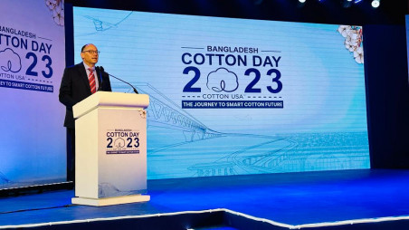 US Ambassador to Bangladesh Peter Haas speaking at an event marking Bangladesh Cotton Day 2023 in Dhaka. Photo: UNB