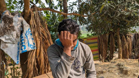 21-year-old Ibrahim cries while recalling what happened on Monday when a mortal shell from Myanmar killed her mother. Photo: Jobaer Chowdhury