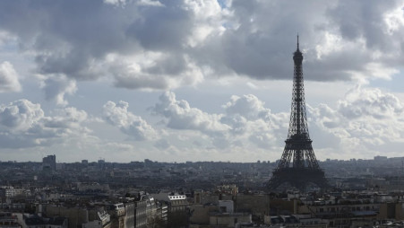 The Eiffel Tower is pictured from the top of the Arc de Triomphe, Monday, 12 February 2024 in Paris. Visits to the Eiffel Tower were disrupted on Monday 19 February, 2024 because of a strike over poor financial management of the monument that is one of the world's most-visited sites. Photo: AP Photo/Aurelien Morissard