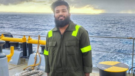 The unidentified crew member who managed to send a voice message to his peer. Photo: Collected
