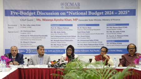 ICAMB hosted the 'Pre-Budget Discussion on "National Budget 2024-2025" at the Pan Pacific Sonargaon Hotel on 24 April 2024. Photo: TBS