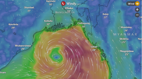 Current wind speed from Windy at 12:38am on 26 May. 