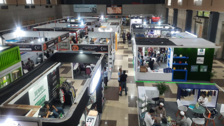 A view of the stalls at 14th Intex Bangladesh expo in Dhaka on 31 May. Photo: Jahir Rayhan/TBS