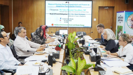 The minister meeting a delegation led by the Ambassador of France Marie Masdupuy on 7 July. Photo: Courtesy
