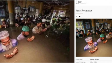 Screenshot comparison of the image used in the false posts (left) and the same photo on the International Photography Awards website (right)