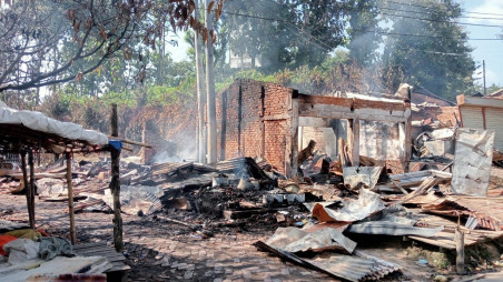 During the clash on 19 September, miscreants set fire to about 50 shops in Larma Square at Dighinala, Khagrachari. Photo: TBS 