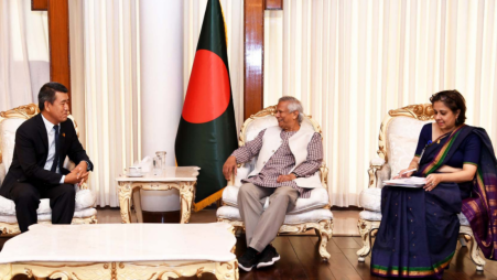 Chief Adviser Prof Muhammad Yunus with Ambassador of Bhutan to Bangladesh Rinchen Kuentsyl during a courtesy call on 16 October. Photo: UNB