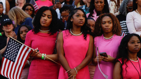 Supporters react as Democratic presidential nominee US Vice President Kamala Harris delivers remarks, conceding the 2024 US presidential election to President-elect Donald Trump, at Howard University in Washington, US, 6 November 2024. Photo: Reuters 