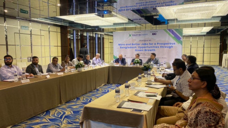 Participants at a policy dialogue titled “More and Better Jobs for a Prosperous Bangladesh: Opportunities through Green Growth” at a hotel in Dhaka on 22 November 2024. Photo: Courtesy