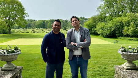 Co-founders of Kloth Studio, Abeed Azad (left) and Rafaan Seraj, pictured outside Riverbend Country Club in Kohler, Wisconsin, USA. Photo taken recently. Photo: Kloth Studio