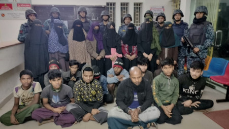 19 people rescued from being trafficked to Malaysia from Teknaf, Cox's Bazar, on 20 January 2025. Photo: TBS