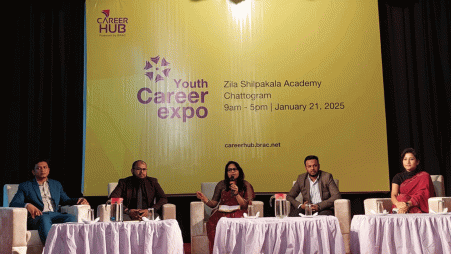 Guests speaking at Youth Career Expo 2025 organised by Brac on 21 January. Photo: Courtesy