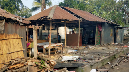Houses demolished in an eviction drive by local administration on 27 January in Kushtia. Photo: TBS