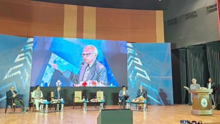 Education Adviser Wahiduddin Mahmud speaking today (28 January) during an event at North South University. Photo: TBS