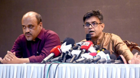 Chief Adviser's Press Secretary Shafiqul Alam spoke at a press briefing today (1 March) at the Foreign Service Academy in Dhaka. Photo: BSS