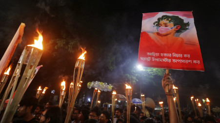 Students, along with ordinary citizens, demand trials of rape cases during a torch procession at DU on 13 March. Photo: Mehedi Hasan/TBS