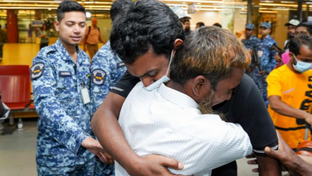 One of the eighteen Bangladeshi victims of human trafficking, who were held captive in a “scam centre” in Myanmar, returned to Dhaka on 19 March. Photo: Courtesy
