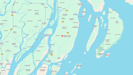 Map of Bhola district. Screenshot from Google Maps