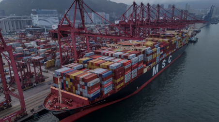 A general view shows the container terminal in Hong Kong, China, April 23, 2025. REUTERS/Tyrone Siu