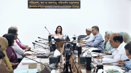 Environment, Forest and Climate Change Adviser Syeda Rizwana Hasan spoke at the wrap-up meeting of the World Bank Implementation Support Mission at the ministry's conference room today (21 May). Photo : PID