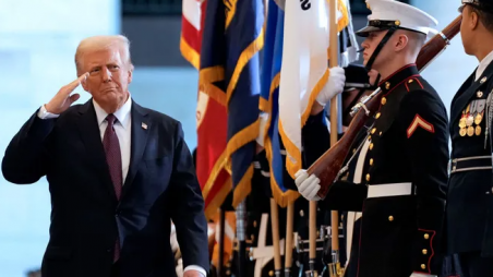 Trump with troops on Jan 2025. Photo: AFP
