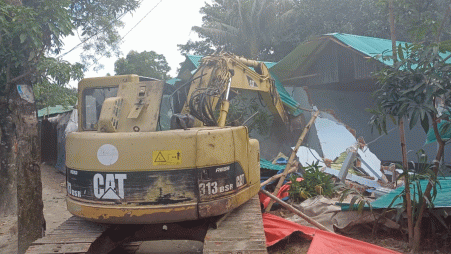 Authorities demolishing illegal structure on a forestland in Gazipur on 28 June 2025. Photo: Courtesy