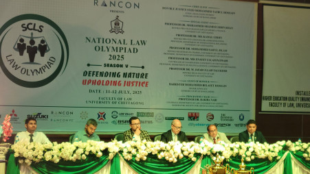 Photo shows the SCLS National Law Olympiad 2025, held over two days at the University of Chittagong on 11 and 12 July, 2025. Photo: TBS