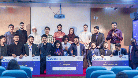 Winning teams of a case competition titled Cascade 1.0 and organised by CUET on 19 July 2025. Photo: Courtesy
