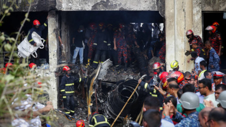 The jet plane charred after crash on 21 July at the Milestone school premises. Photo: Mehedi Hasan/TBS