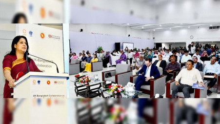 Environment, Forest and Climate Change Adviser Syeda Rizwana Hasan addressed an event at Pani Bhaban in Dhaka today. Photo : PID