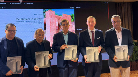 Kashef Mahboob Chowdhury (left) said the book draws on nearly two decades of experience working on climate-sensitive social projects. Photo: TBS
