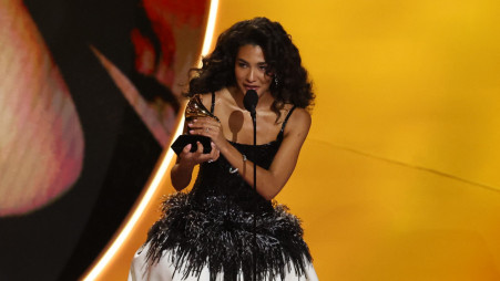 Olivia Dean receives the Best New Artist award at the 68th Annual Grammy Awards in Los Angeles, California, US. 1 February 2026. Photo: Reuters.